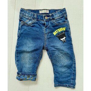 Zara Baby Batman 9-12 months Jeans Boy Girl Lined Pow Bam Size Blue Comic